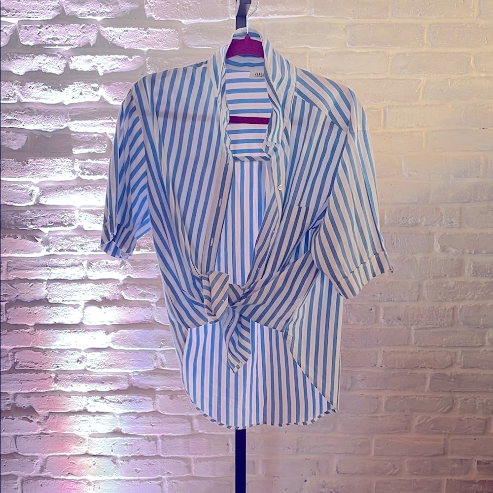 a.n.a Blue and White Striped Blouses